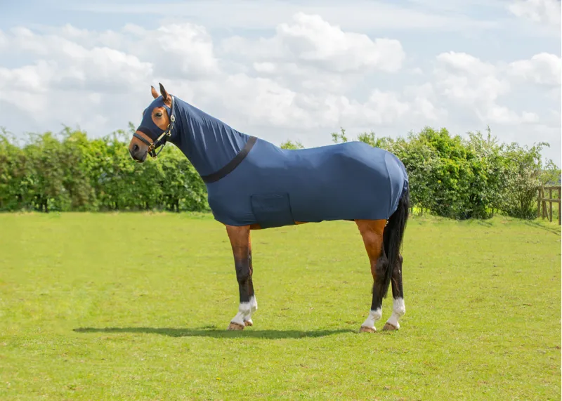 Hy Equestrian Lycra Flex Rug With Belly Flap - Navy
